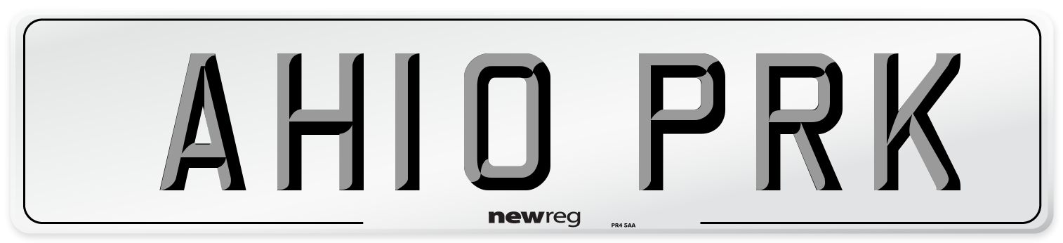 AH10 PRK Number Plate from New Reg
